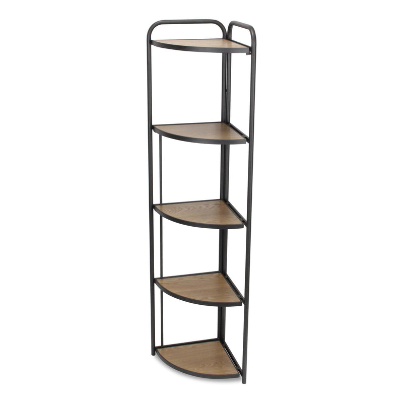 Five Tier Corner Bookcase - Black / Brown