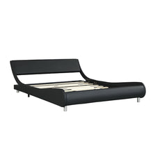 Load image into Gallery viewer, Queen Size Upholstered Platform Bed Frame With LED Lighting, Curve Design, Slat Support, No Box Spring Needed - Black

