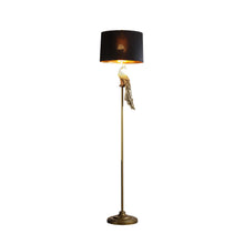 Load image into Gallery viewer, Floor Lamp With Black Drum Shade - Burnished Gold
