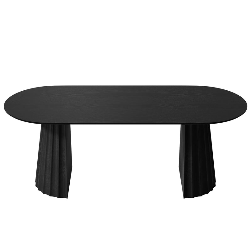 Wood Double Pedestal Base Oval Dining Table - Black