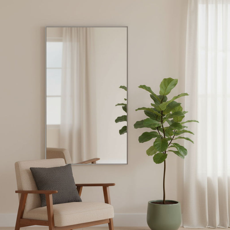51" Metal Leaning Framed Full Length Mirror - Silver