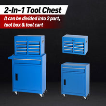 Load image into Gallery viewer, Tool Chest, 5 Drawer Rolling Tool Storage Cabinet With Detachable Top Tool Box, Liner, Universal Lockable Wheels, Adjustable Shelf, Locking Mechanism, Metal Tool Cart For Garage Workshop
