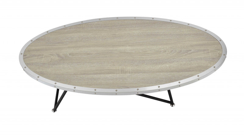 Iron Round Coffee Table - Natural And Black