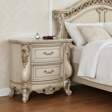 Load image into Gallery viewer, Two Drawers Mirrored Nightstand - Antiqued White
