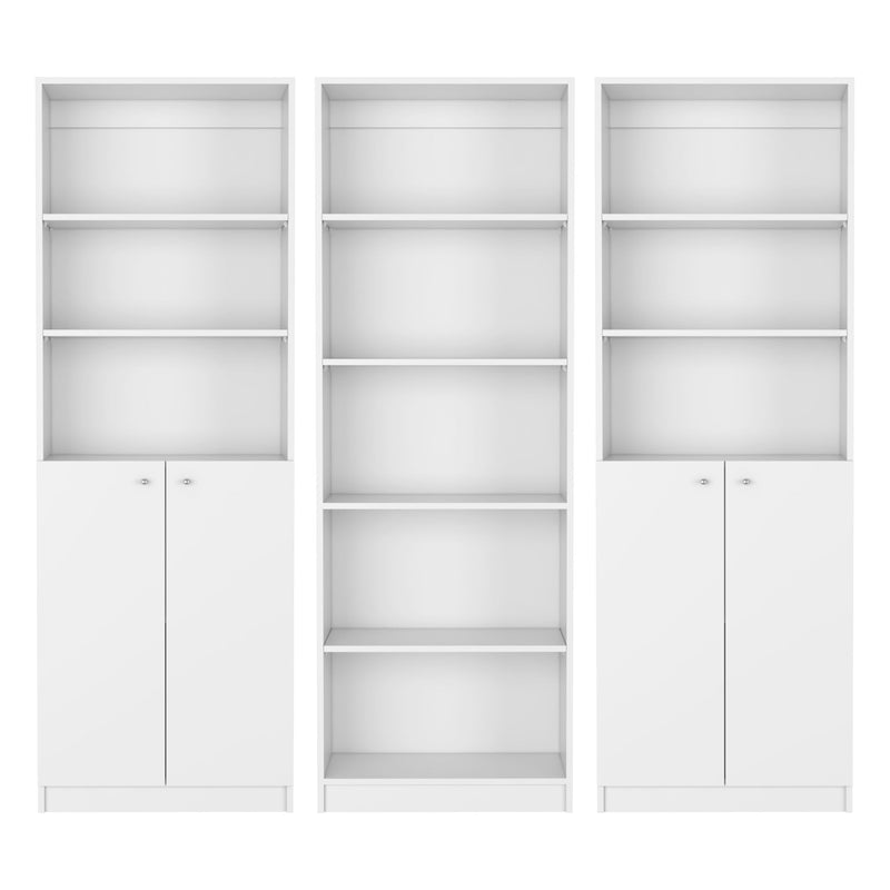 Five Tier Modular Bookcase With Four Doors (Set of 3) (546620) - White