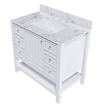 Load image into Gallery viewer, 37&quot; Bathroom Vanity With Artificial Marble Carrara Top, Multi Functional Cabinet With Doors And Drawer - White
