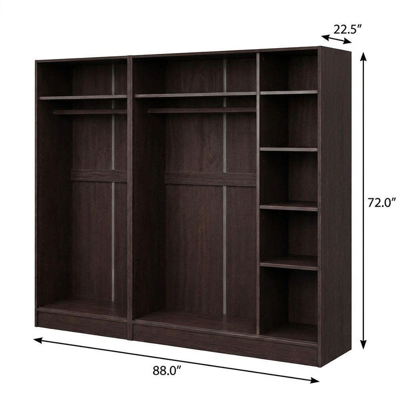 Solid Wood Five Door Combo Dresser - Dark Brown