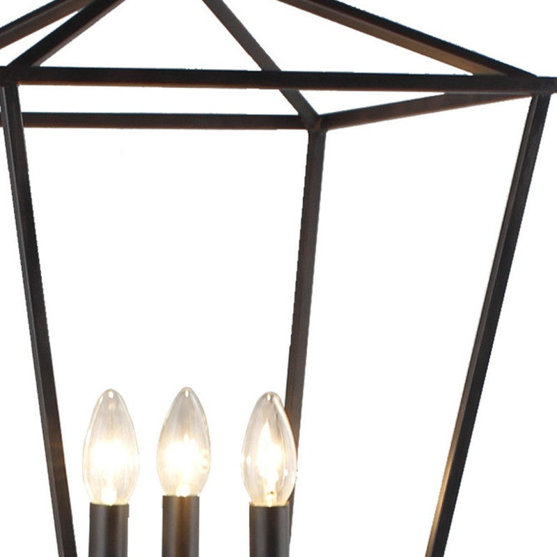 Three Light Floor Lamp With Black Geometric Shade - Black