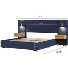 Load image into Gallery viewer, Upholstered Bed Frame With Vertical Channel Tufted Wingback Headboard
