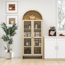 Load image into Gallery viewer, Tall Arched Kitchen Pantry, Modern Farmhouse Wood Kitchen Storage Cabinets, Arched Storage Display Cabinet With Adjustable Shelves, Versatile Cupboard For Kitchen, Dining Room - Natural

