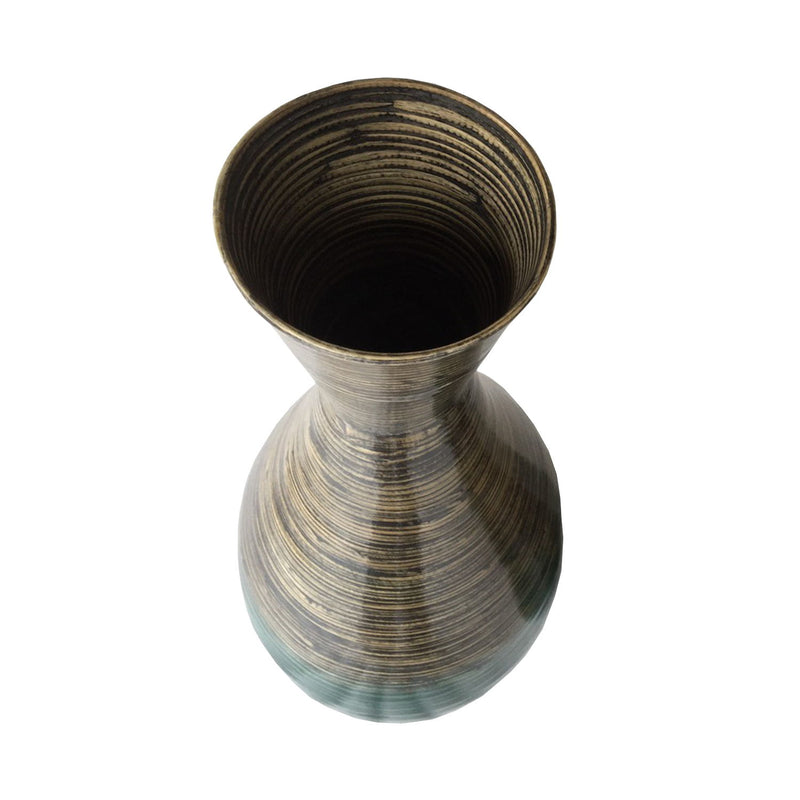 Bamboo Amphora Floor Vase - Blue And Gold