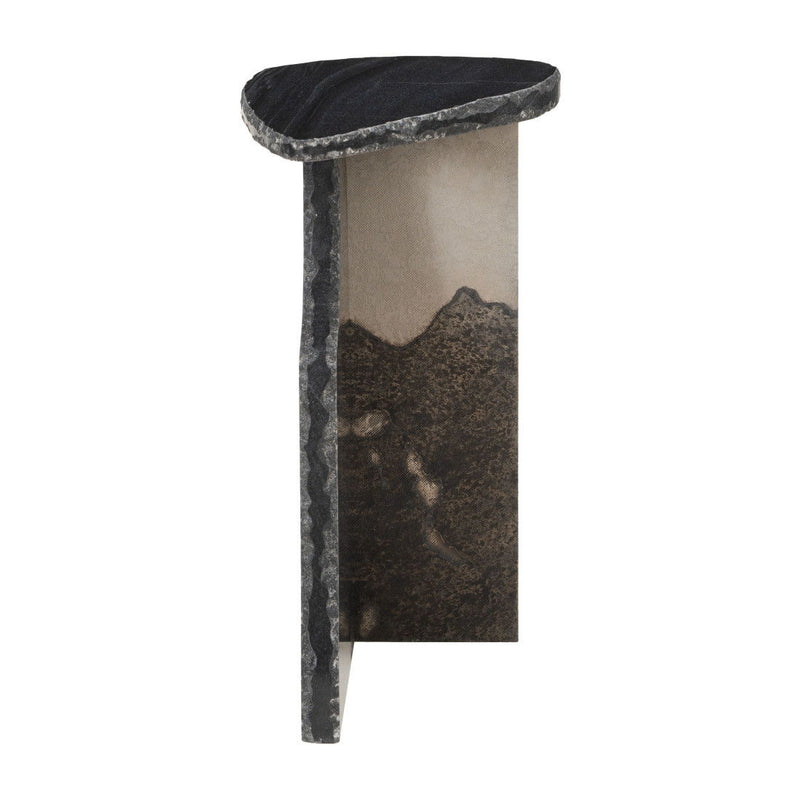 24" Marble Pedestal End Table - Black