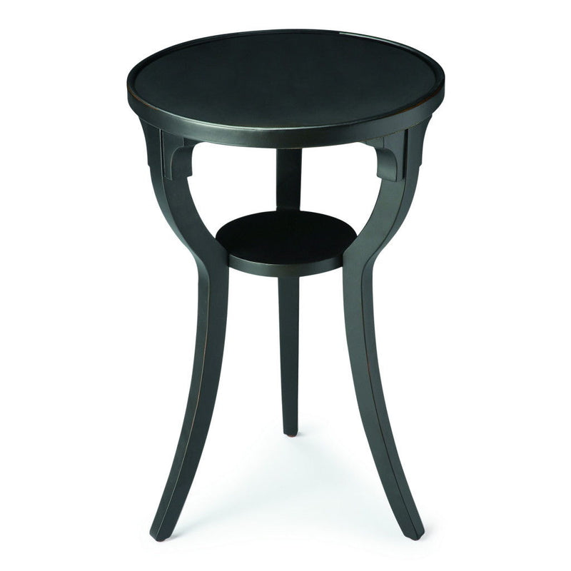 Manufactured Wood Round End Table With Shelf - Black