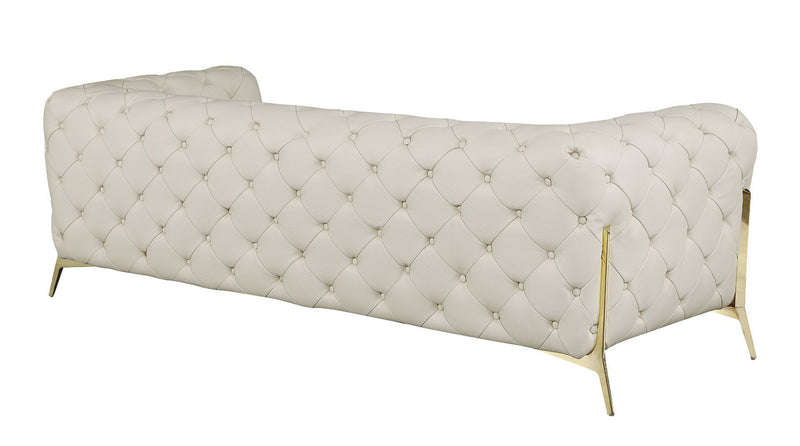 Italian Leather Chesterfield Sofa - Cream