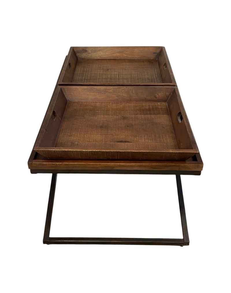 27" Solid Wood Coffee Table - Brown And Black