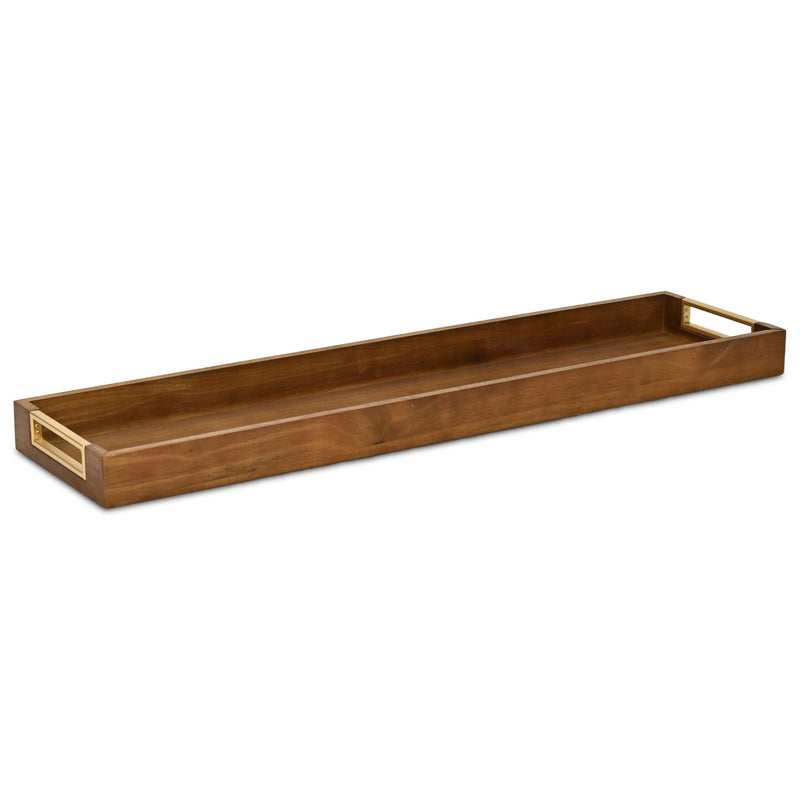 32" Solid Wood Handmade Vanity Tray With Handles - Brown