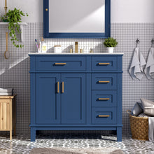 Load image into Gallery viewer, Bathroom Vanity With Ceramic Sink, Soft-Close Doors, 4 Storage Drawers - Blue
