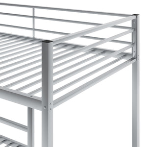 Twin over Twin Metal Bunk Bed, Low Bunk Bed with Ladder,Silver(OLD SKU:WF282465AAN)