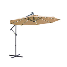 Load image into Gallery viewer, Outdoor Cantilever Patio Umbrella With 32 LED Lights 10 Ft Hanging Design Easy Open Adjustment Metal Frame - Taupe
