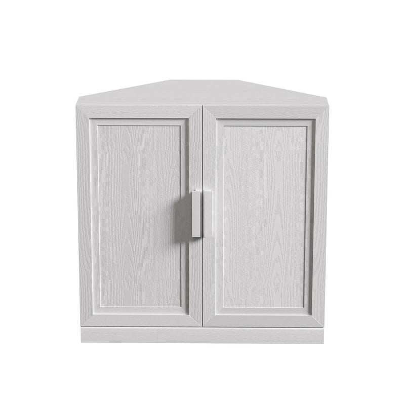 Wood Corner Accent Cabinet - White