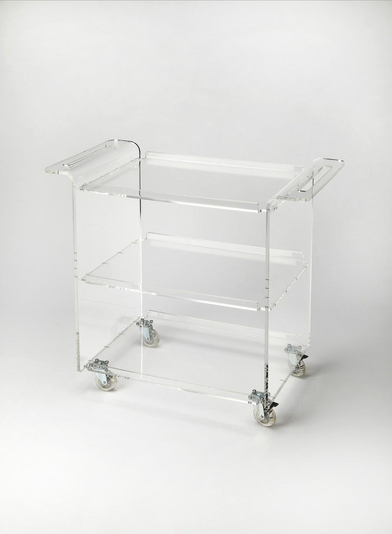 Acrylic Rolling Server Bar Cart - Clear