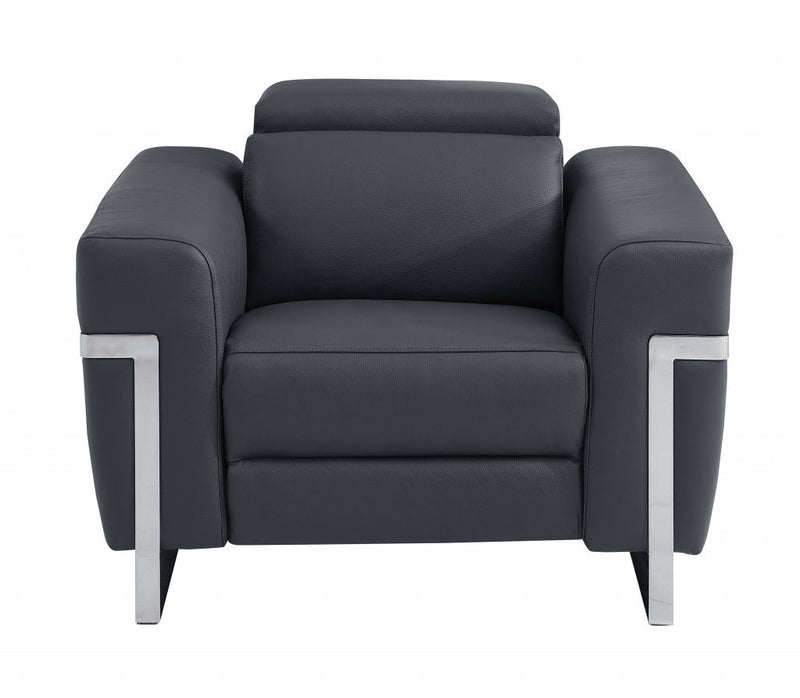 Leather Power Recliner Chair - Dark Gray