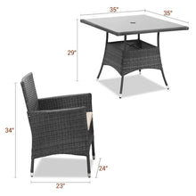 Load image into Gallery viewer, Waterproof Grey Wicker Rattan Patio Small Table And Chairs Furniture Set With Umbrella Hole Garden Outdoor
