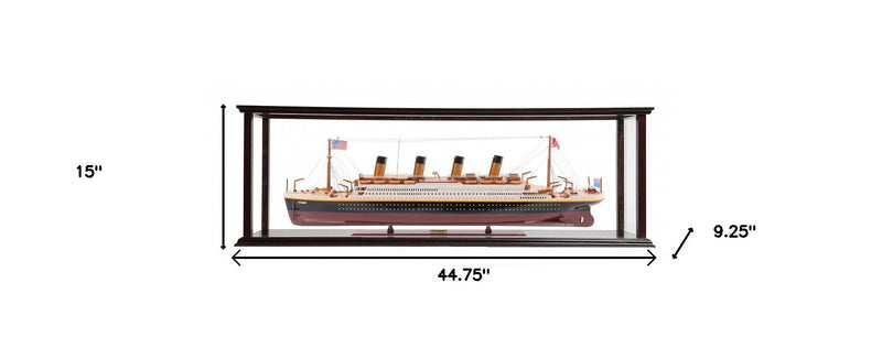 Hand Painted 1912 RMS Titanic Large Display Case Model Boat - Black / Red