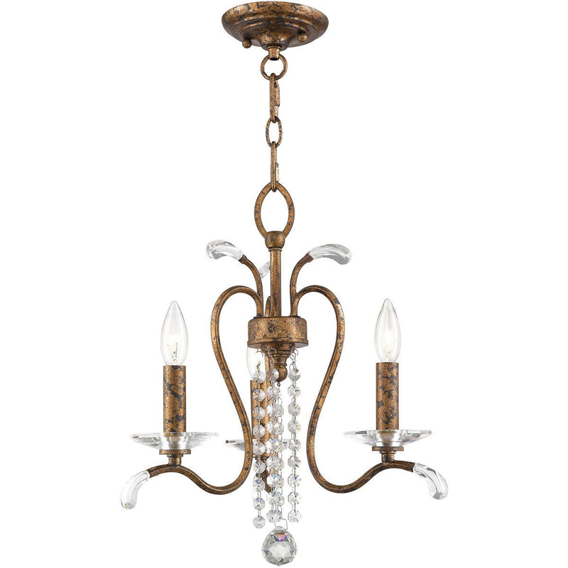 18" Three Light Metal Dimmable Chandelier With Shades - Bronze / Clear