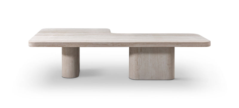 Genuine Marble Marble Free Form Double Pedestal Coffee Table (723493) - Beige