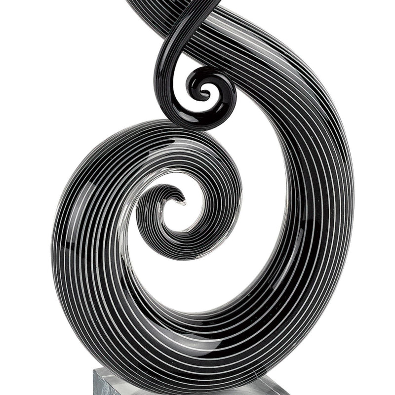 Murano Modern Abstract Tabletop Sculpture - Black / White
