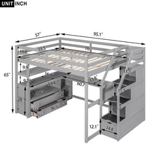 Load image into Gallery viewer, Loft Bed With Desk, Shelves, 2 Drawers, Storage Staircase
