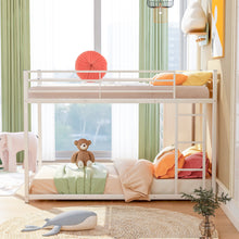 Load image into Gallery viewer, Twin over Twin Metal Bunk Bed, Low Bunk Bed with Ladder,White(OLD SKU:MF197033AAK)
