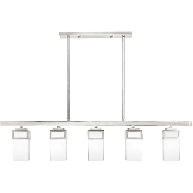10" Five Light Dimmable Chandelier With Shades - Nickel