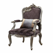 Load image into Gallery viewer, Velvet Floral Arm Chair And Toss Pillow - Black And Platinum
