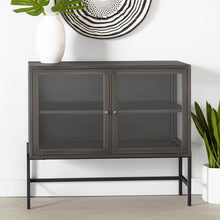 Load image into Gallery viewer, 36" Solid Wood And Metal Display Cabinet With Two Doors - Black / Brown
