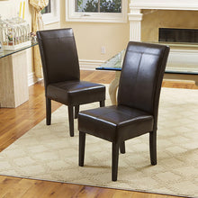 Load image into Gallery viewer, Bonded Leather Upholstered Dining Chair With Solid Wood Legs (Set of 2) - Chocolate

