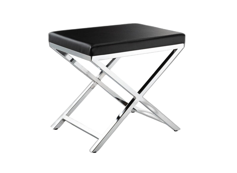 21" Faux Leather Vanity Chair - Black / Silver
