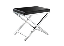 Load image into Gallery viewer, 21" Faux Leather Vanity Chair - Black / Silver
