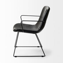 Load image into Gallery viewer, Upholstered Faux Leather Dining Room Arm Chair - Black
