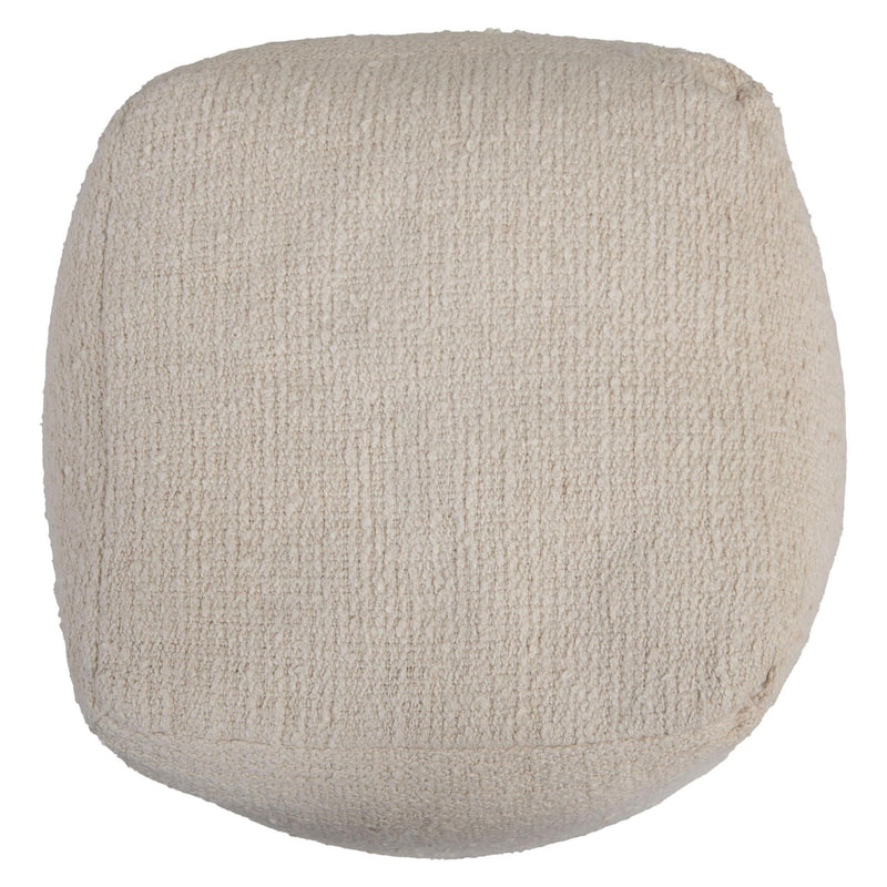 Cotton Blend Cube Pouf Ottoman - Beige And Natural