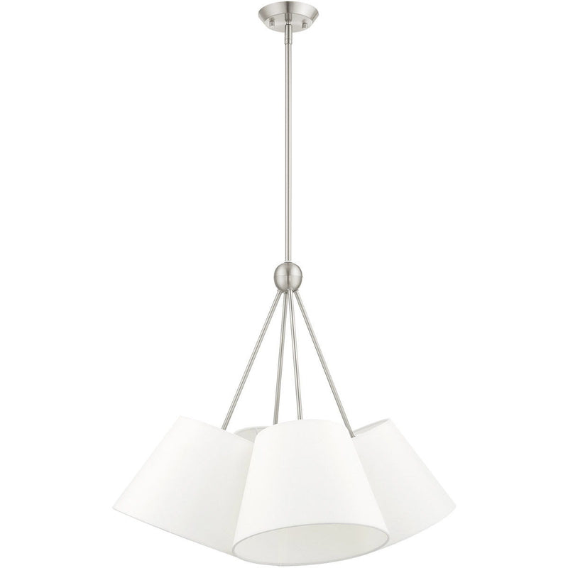 26'' Four Light Dimmable Chandelier With Shades - Nickel
