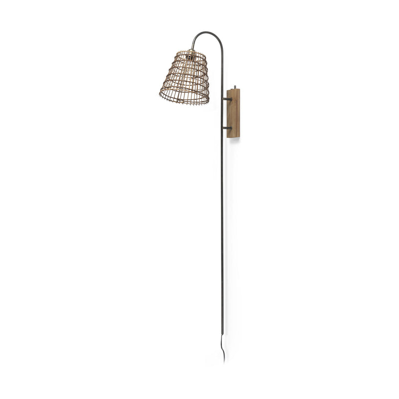 16" Metal Corner Wall Light - Brown