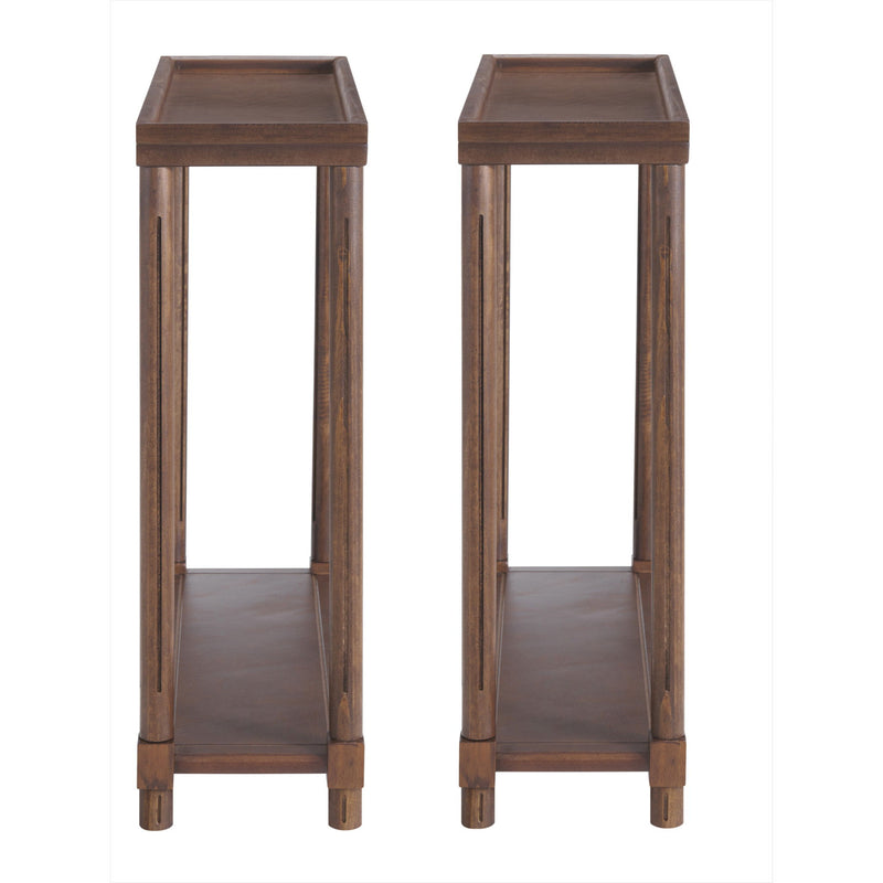 Wood Rectangular End Tables With Shelf (Set of 2) - Brown