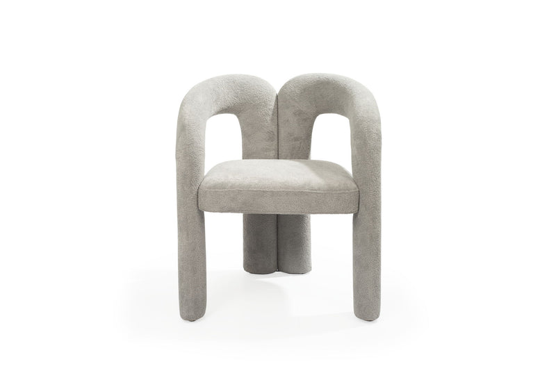 Boucle Partially Open Back Dining Arm Chair - Dark Gray