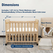 Load image into Gallery viewer, Portable Pne Bedside Bassinet, Crib With 3 Adjustable Heights, Compact Design - White
