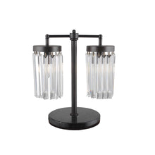 Load image into Gallery viewer, Iron Two Light Cylinder Bedside Table Lamp With Clear Cylinder Shade - Black
