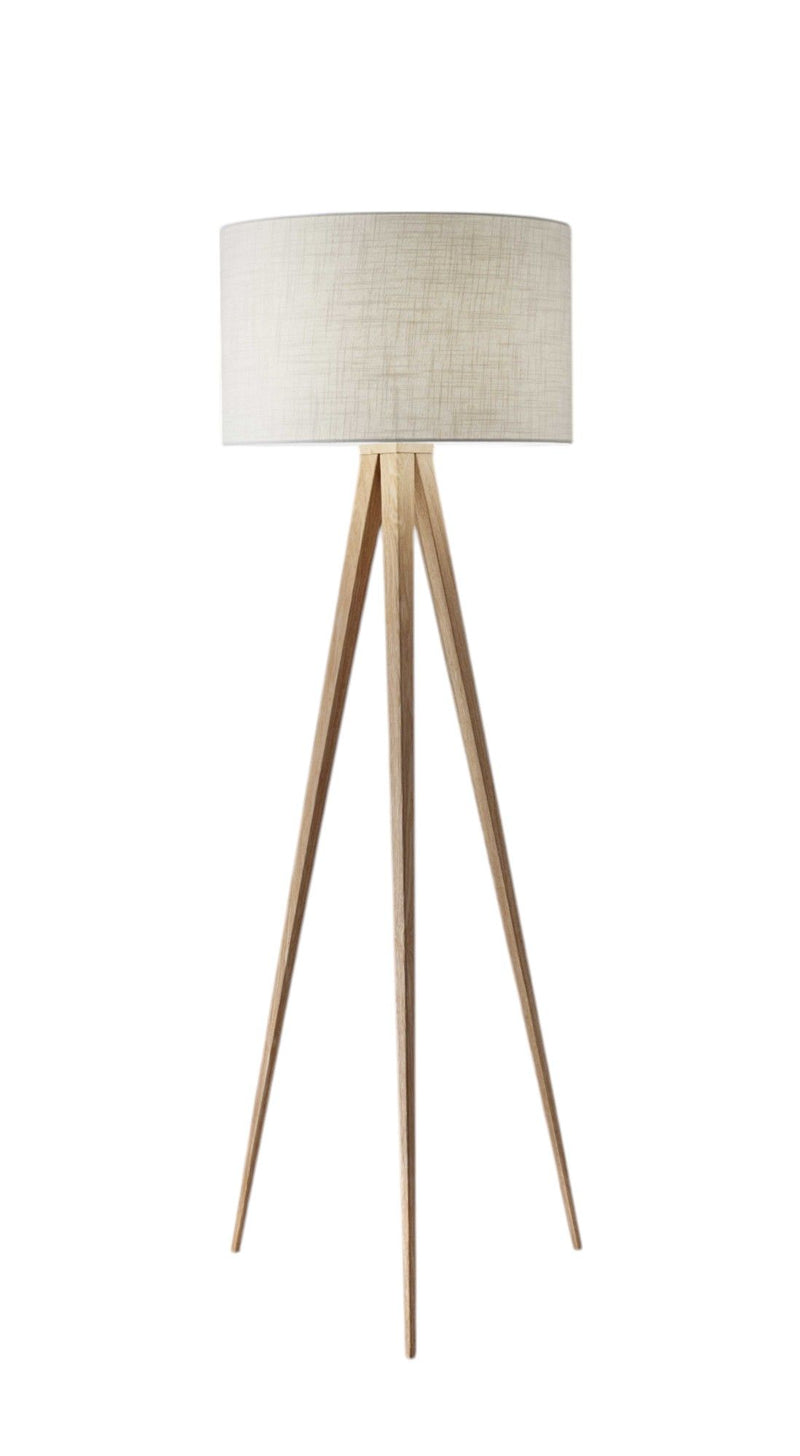 Tripod Floor Lamp With White Drum Shade - Natural