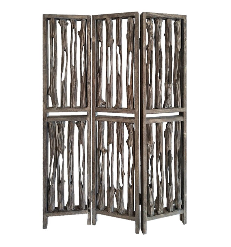 71" Folding Three Panel Screen Room Divider - Dark Brown