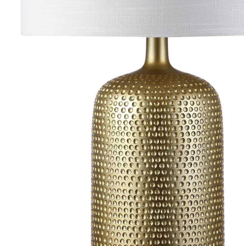 Round Table Lamp With Drum Shade - Gold